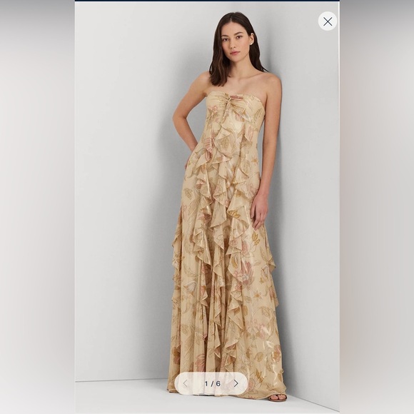 Ralph Lauren Mettalic strapless gown - Picture 1 of 6